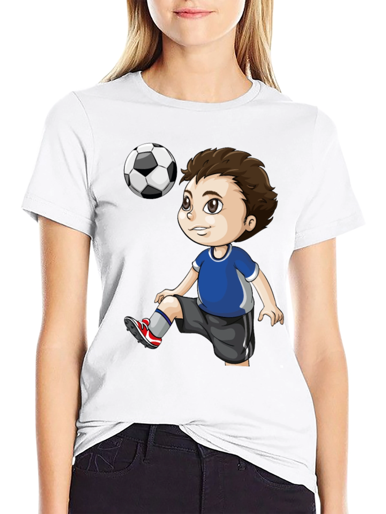 Black Soccer Kid Graphic T-Shirt - Black Cotton Tee view 9