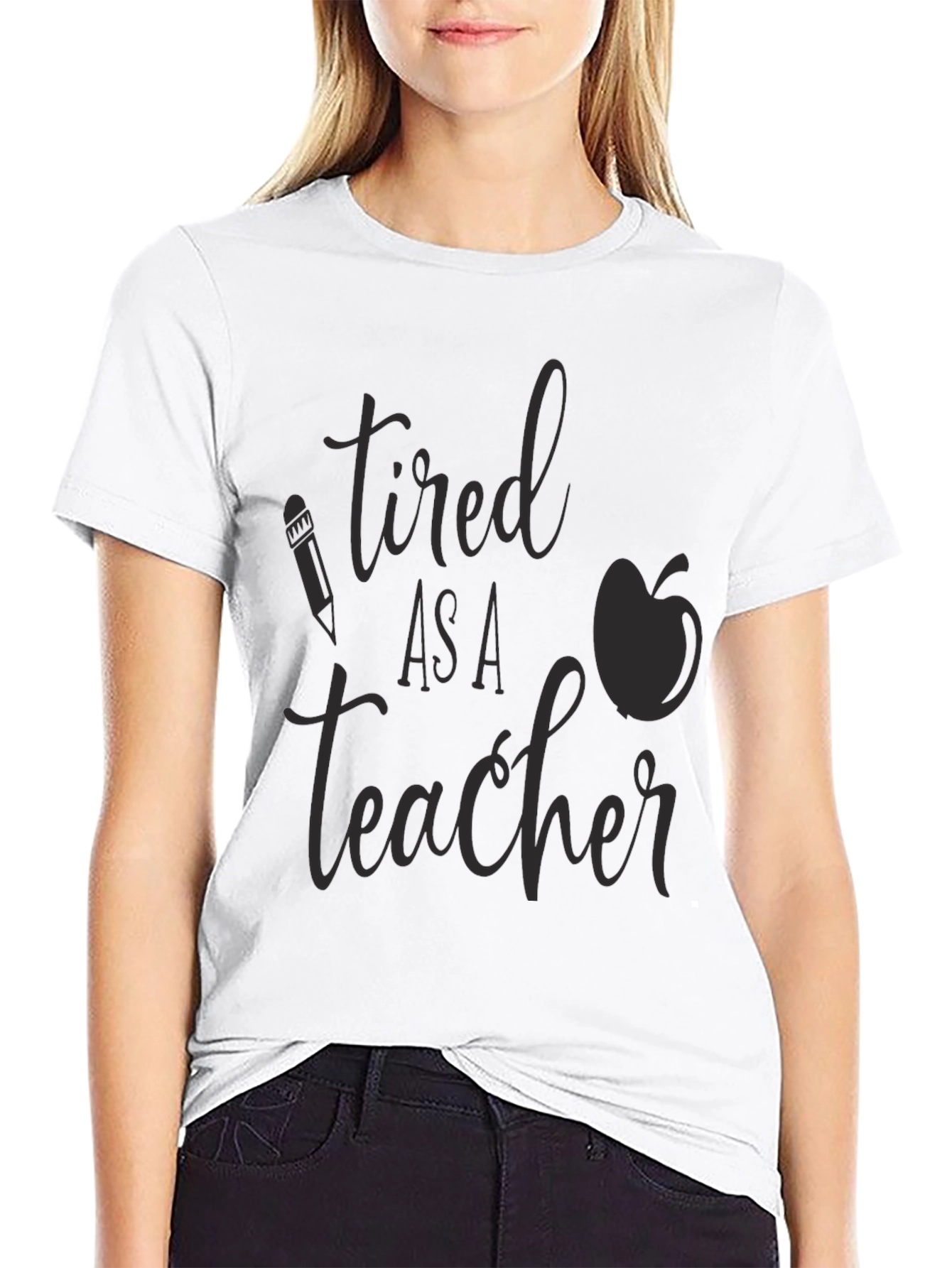 Black Tired As a Teacher Graphic Tee view 9