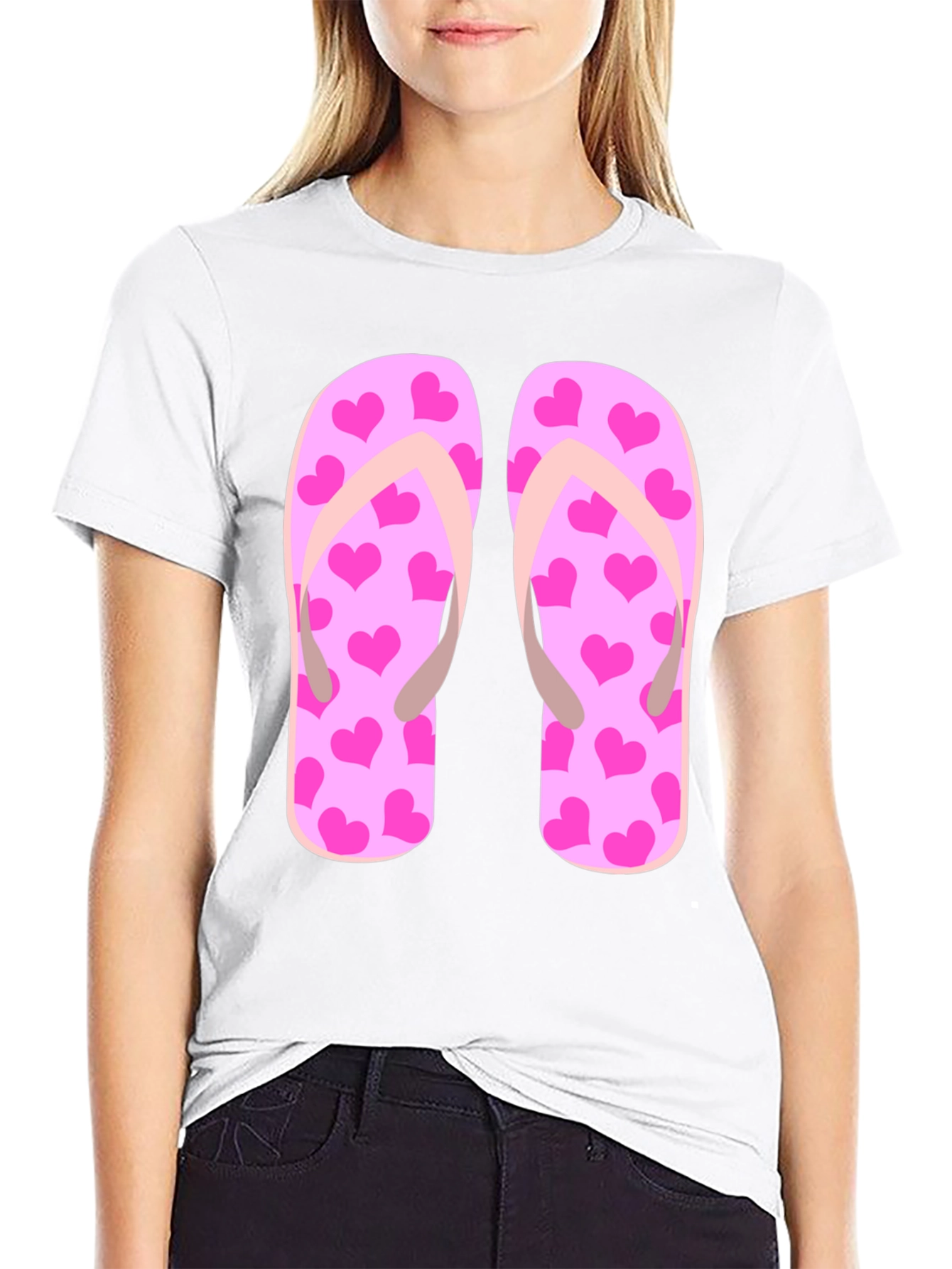 Black Flip Flop Heart Print Tee view 9