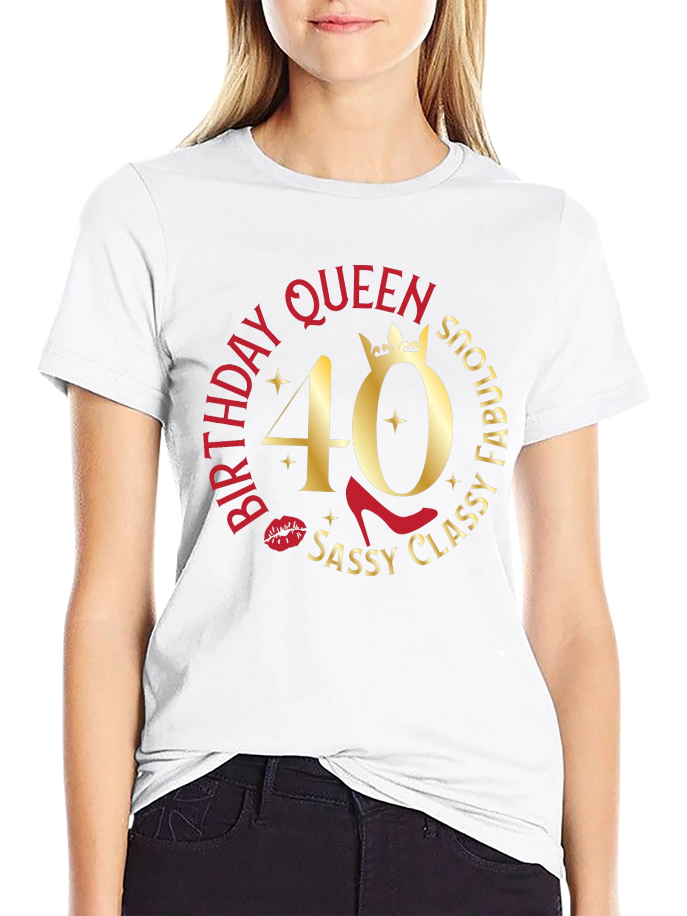 Black Birthday Queen 40th Sassy Classy Fabulous T-Shirt view 9