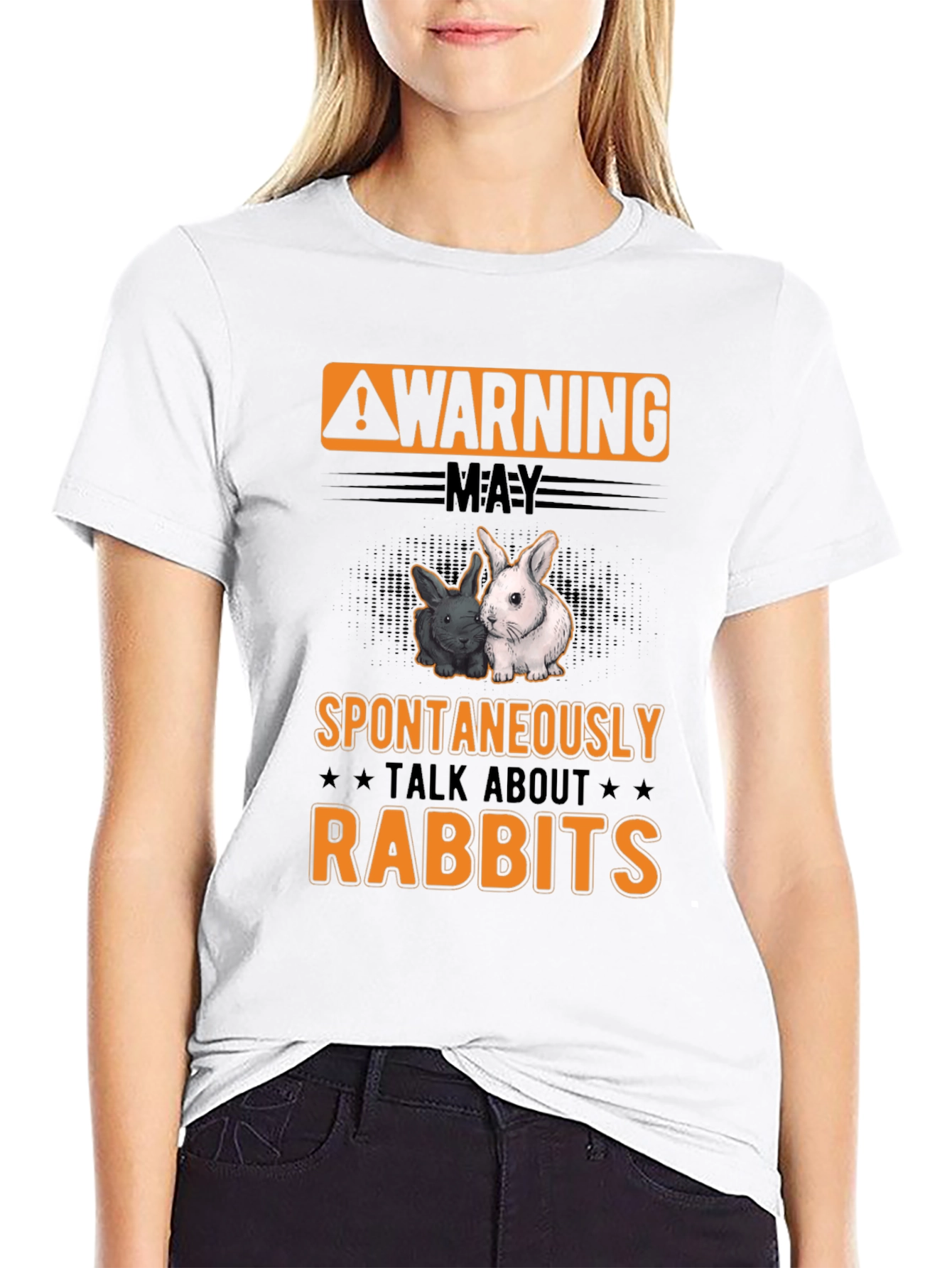 Black Warning May Spontaneously Talk About Rabbits T-Shirt view 9