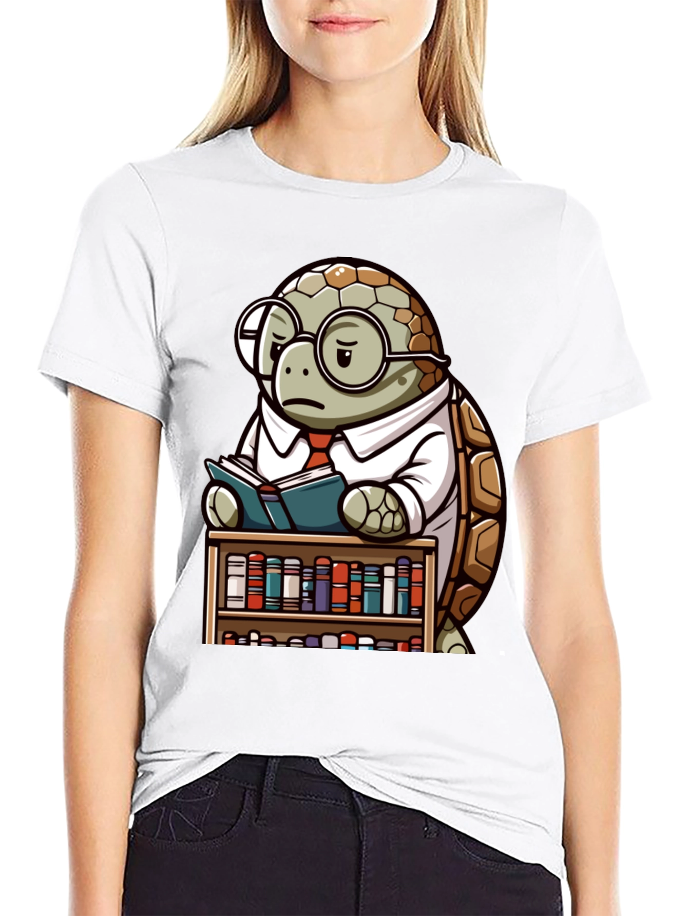 Black Smart Turtle Graphic T-Shirt - Book Lover Tee view 9