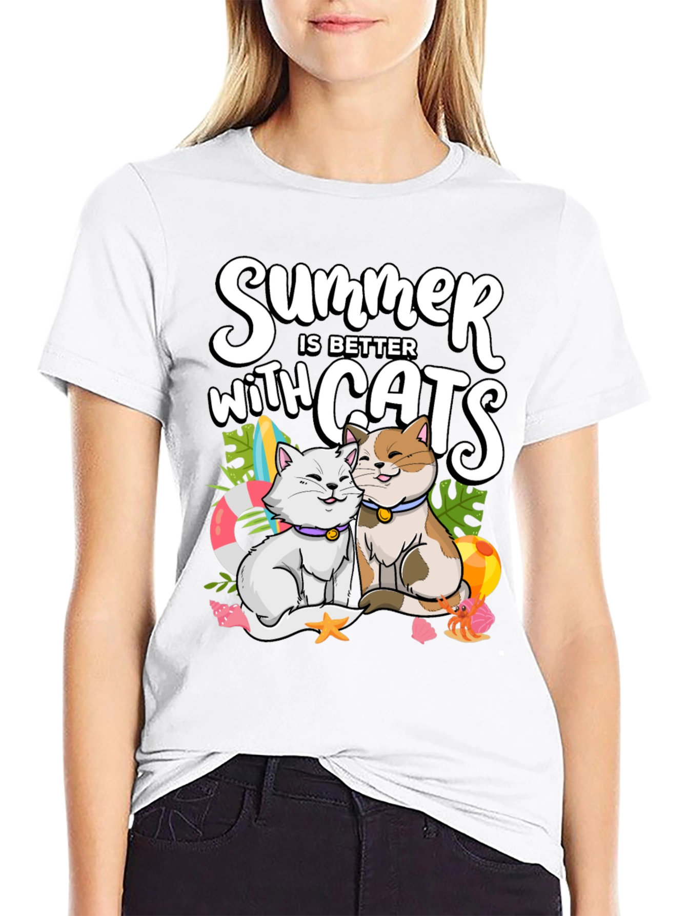 Black Summer Cats T-Shirt: Better with Cats! view 9