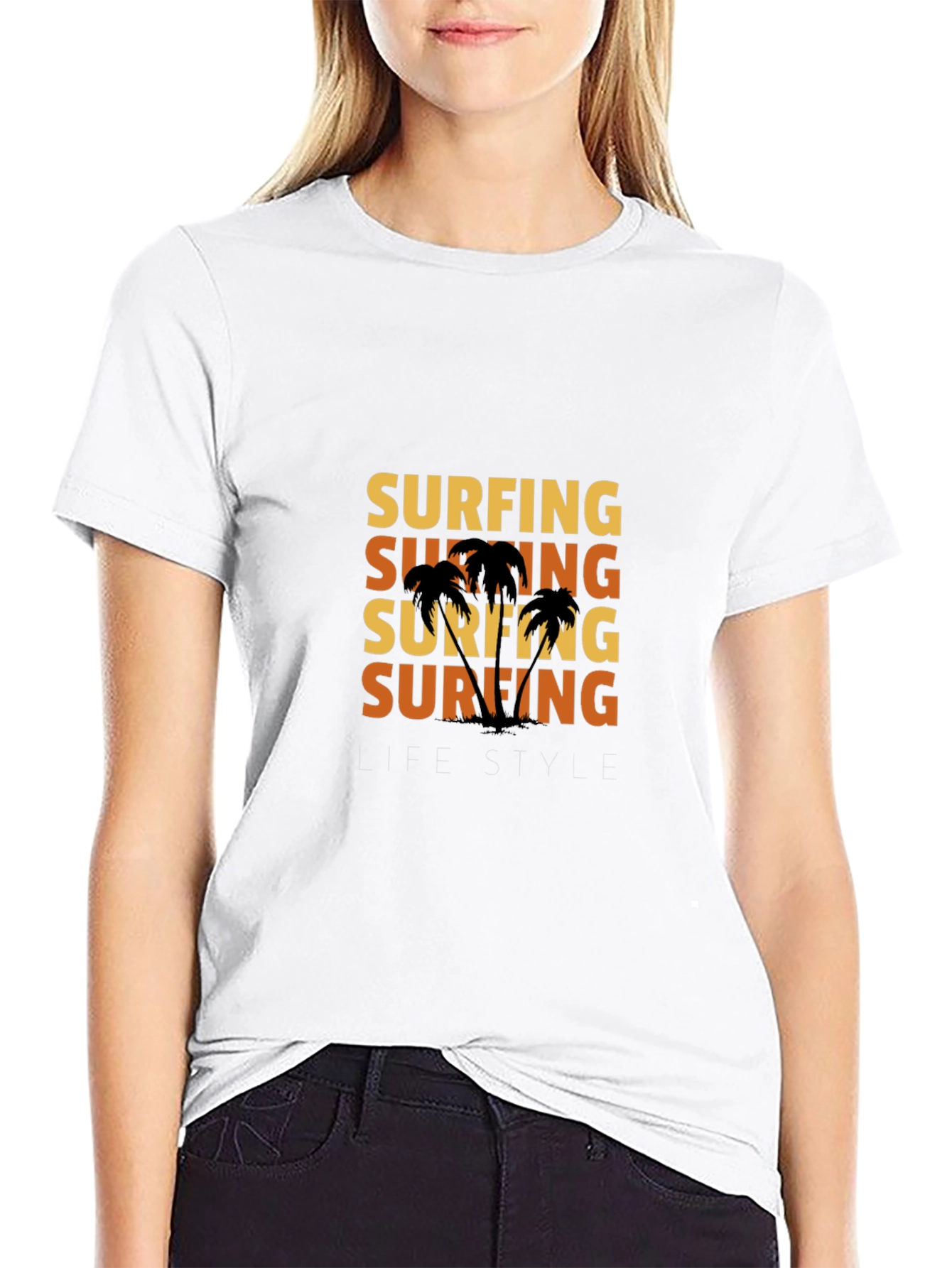 Black Surfing Lifestyle Graphic T-Shirt - Black view 9