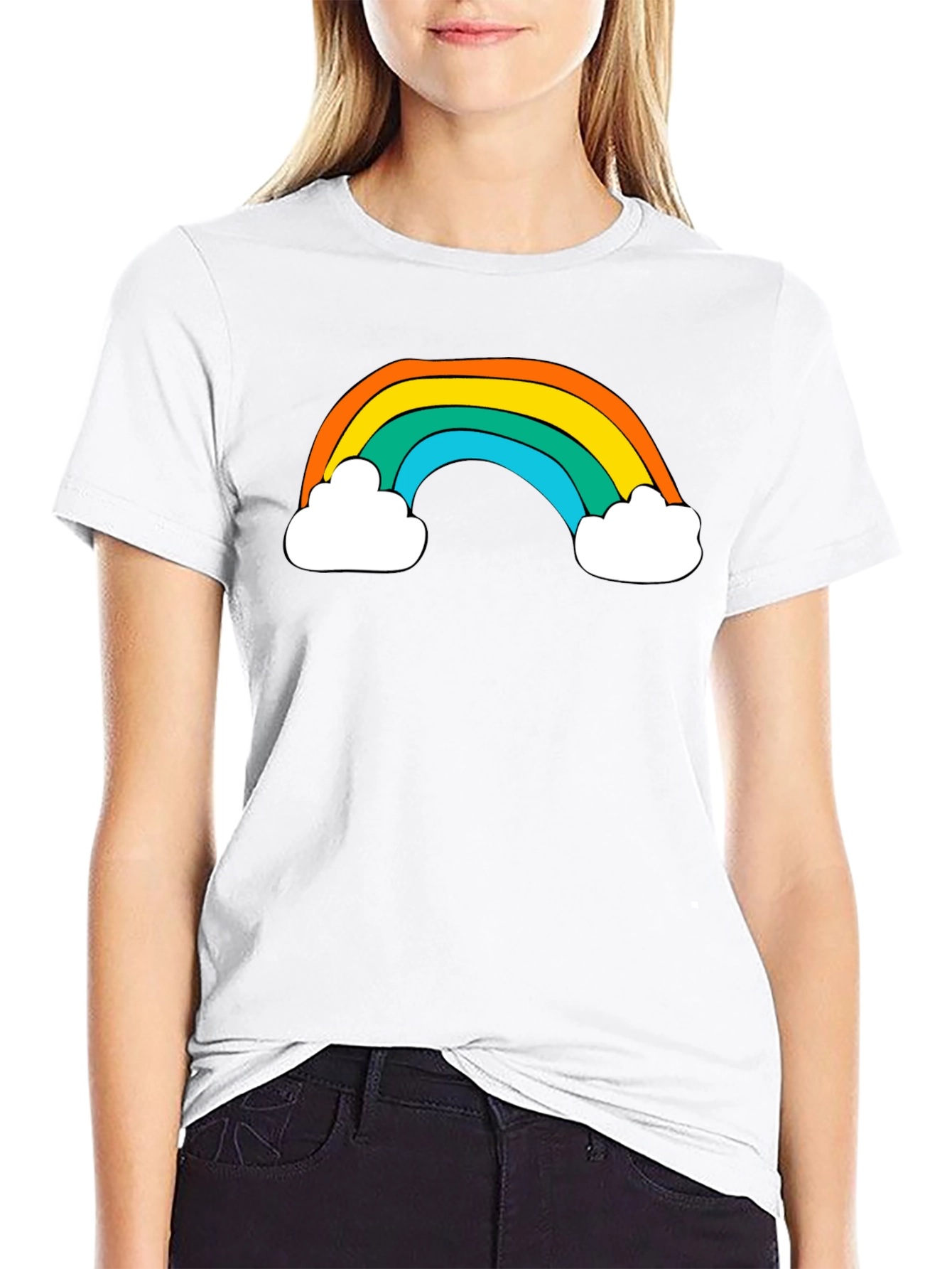 Black Retro Rainbow Graphic Black T-Shirt view 9