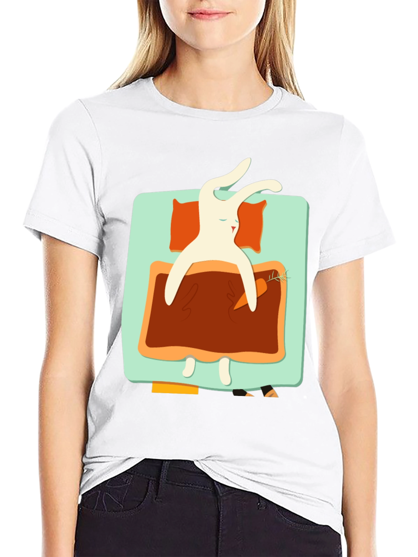 Sleeping Rabbit Graphic T-Shirt - Cozy & Cute - 9