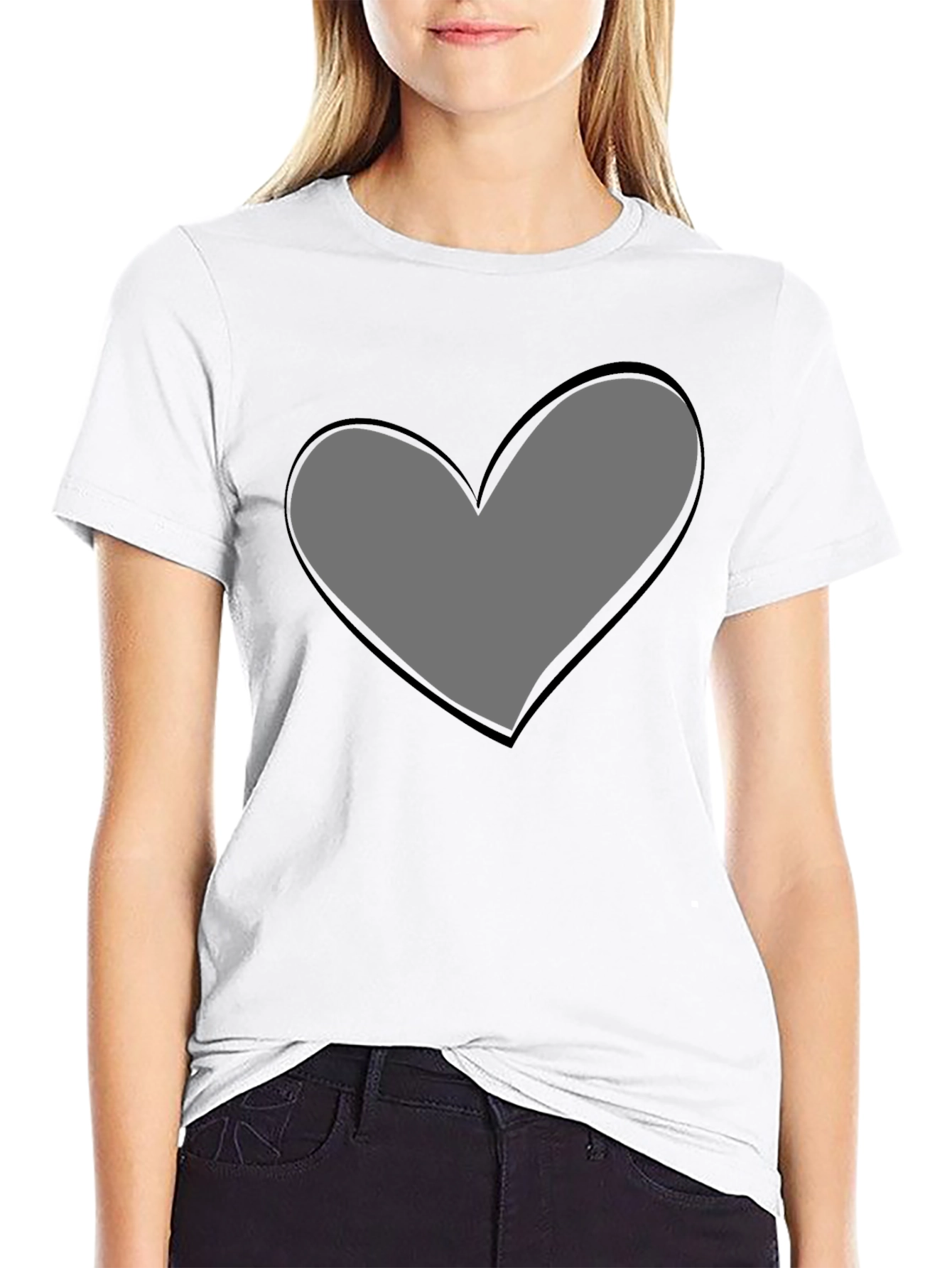 Heart Graphic Print Black T-Shirt - 9