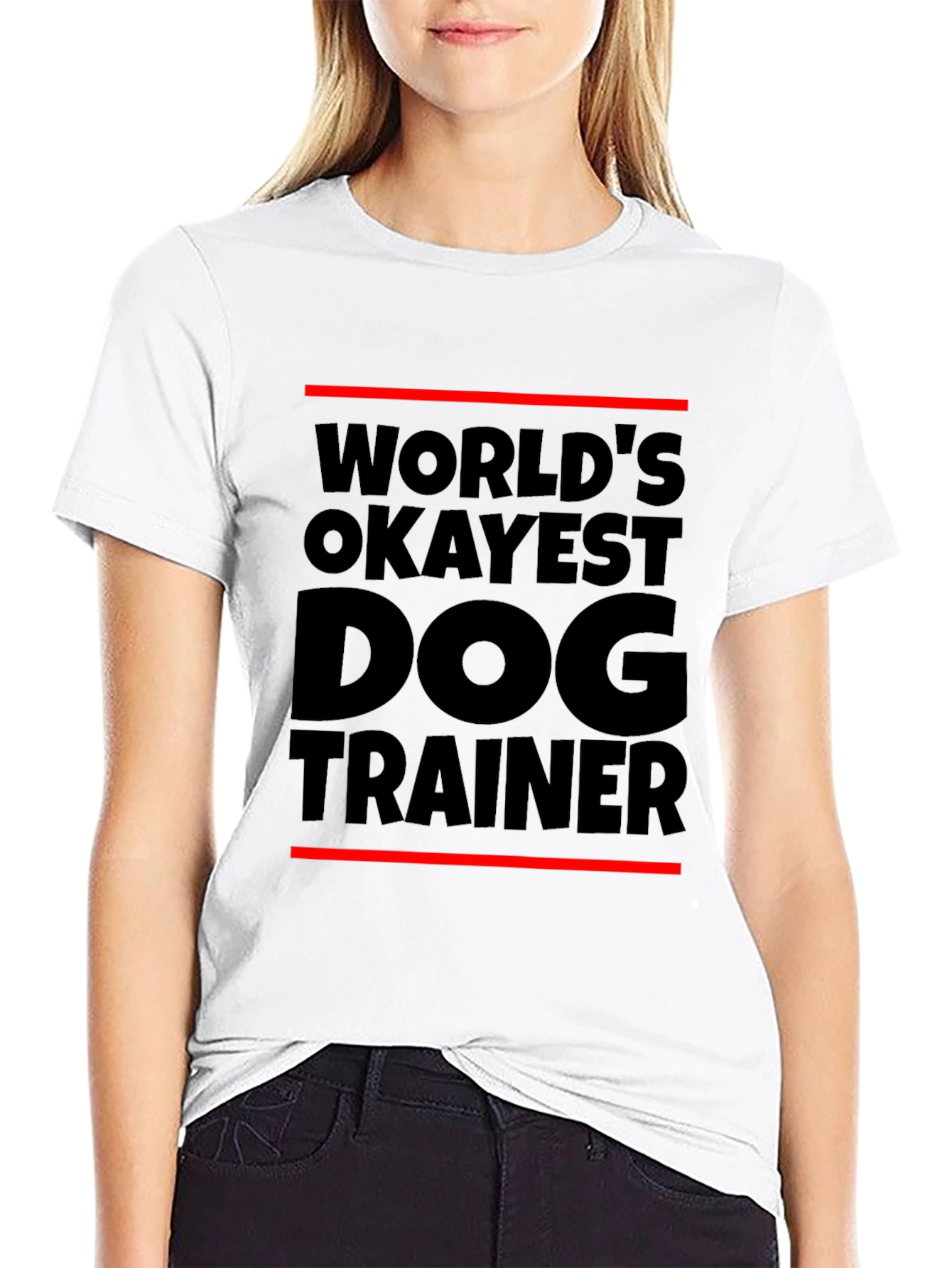 Black World's Okayest Dog Trainer Black T-Shirt view 9
