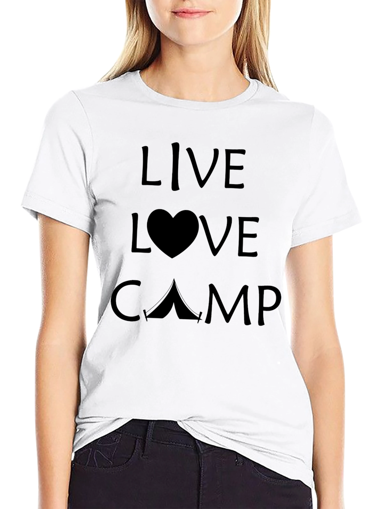 Black Live Love Camp Graphic T-Shirt - Black view 9