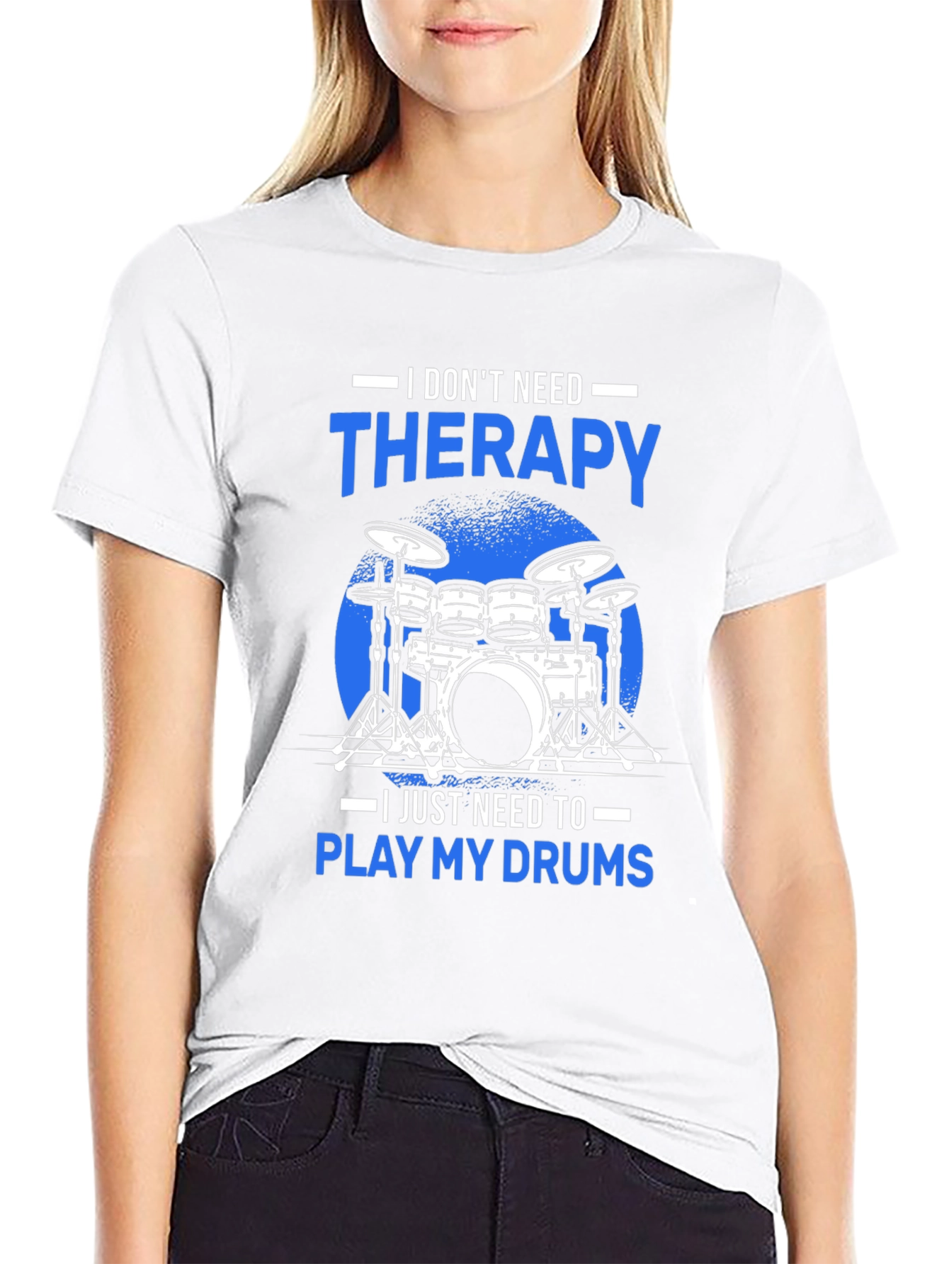 Black Drummer Therapy T-Shirt - Play My Drums view 9