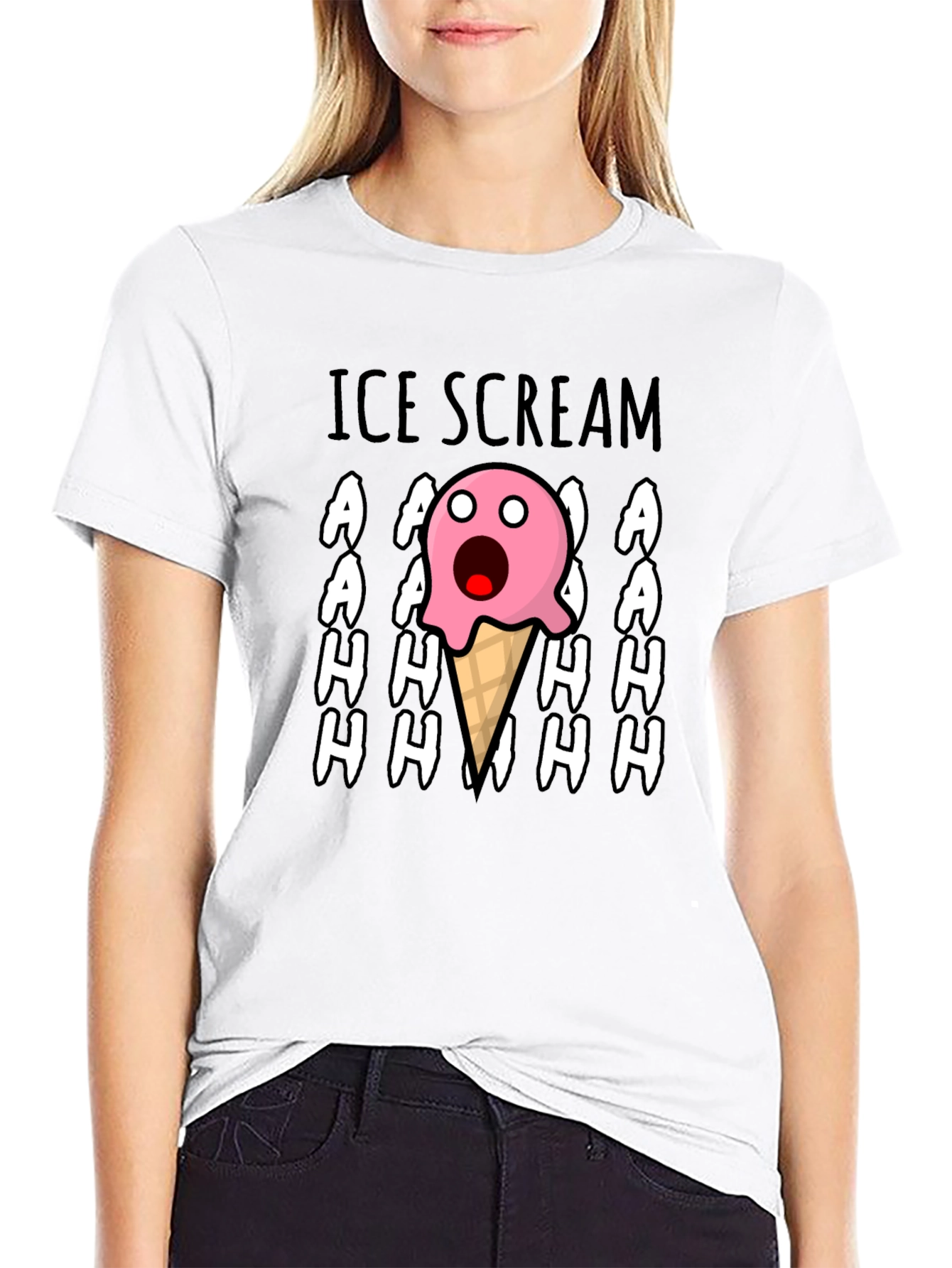 Black Ice Scream Graphic Tee - Funny Cartoon T-Shirt view 9