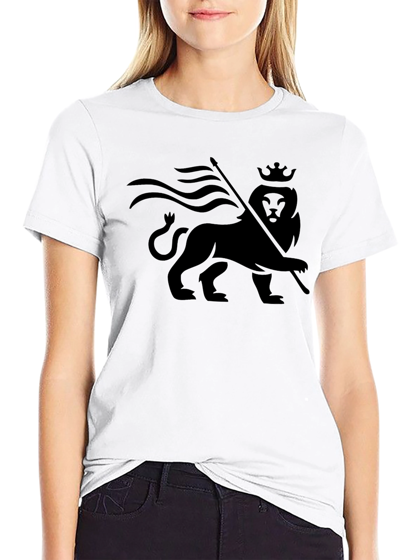 Black Reggae Lion Crown Black Graphic Tee view 9