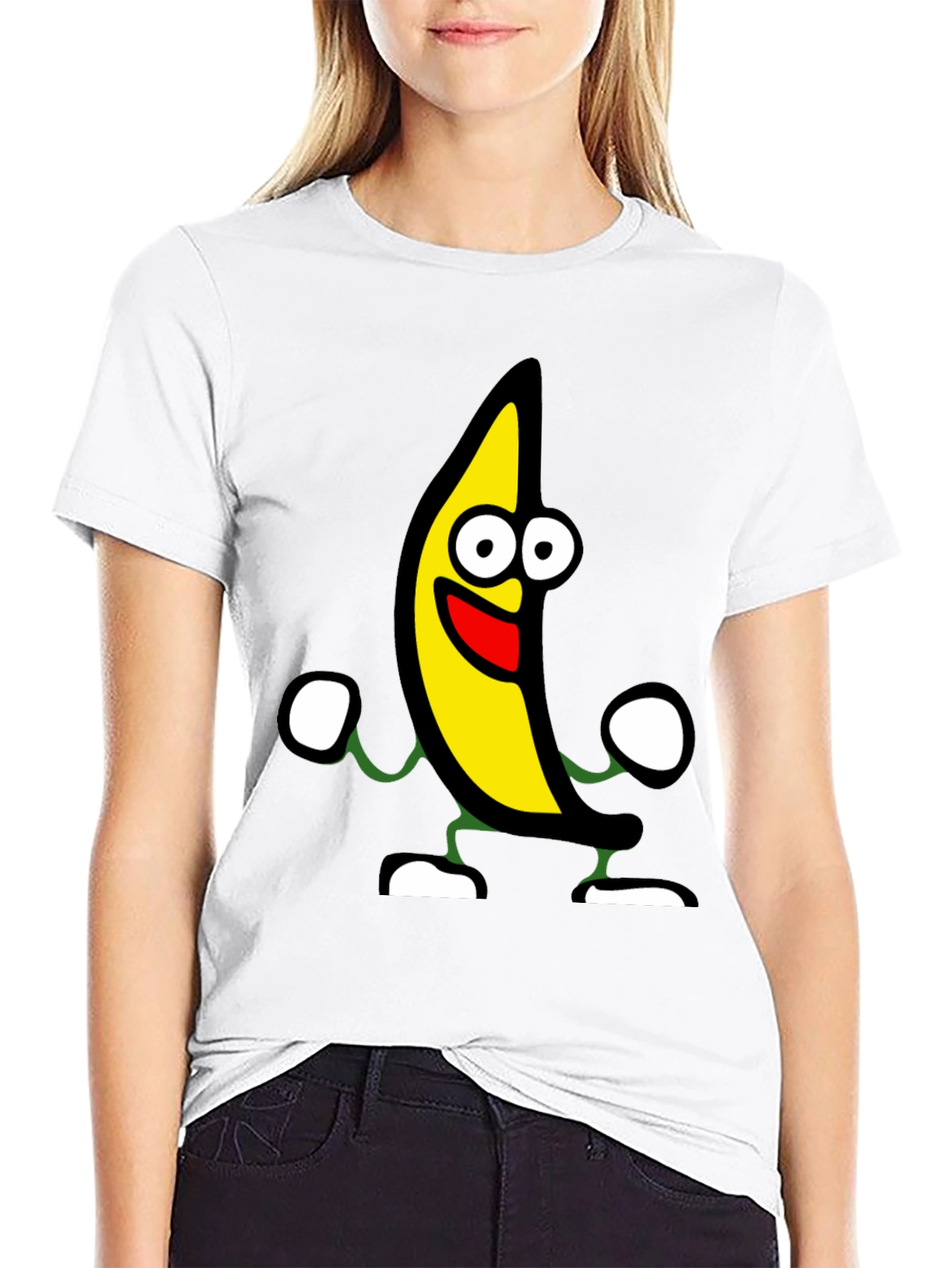 Black Funny Banana Cartoon Graphic Black T-Shirt view 9