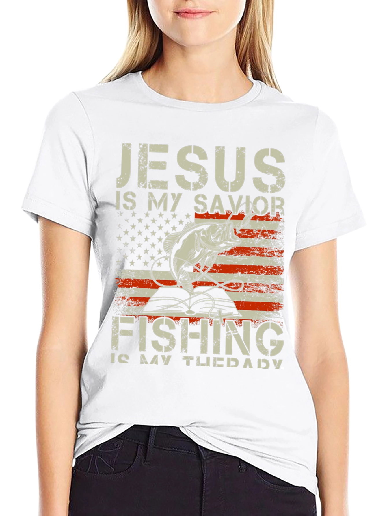 Jesus Is My Savior Fishing Is My Therapy T-Shirt - 9