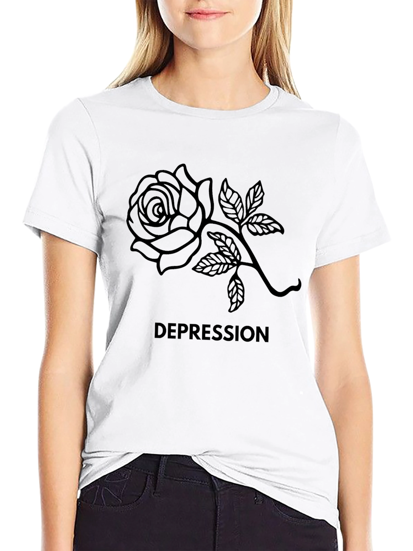 Black Rose Depression T-Shirt - Men's Black Graphic Tee view 9
