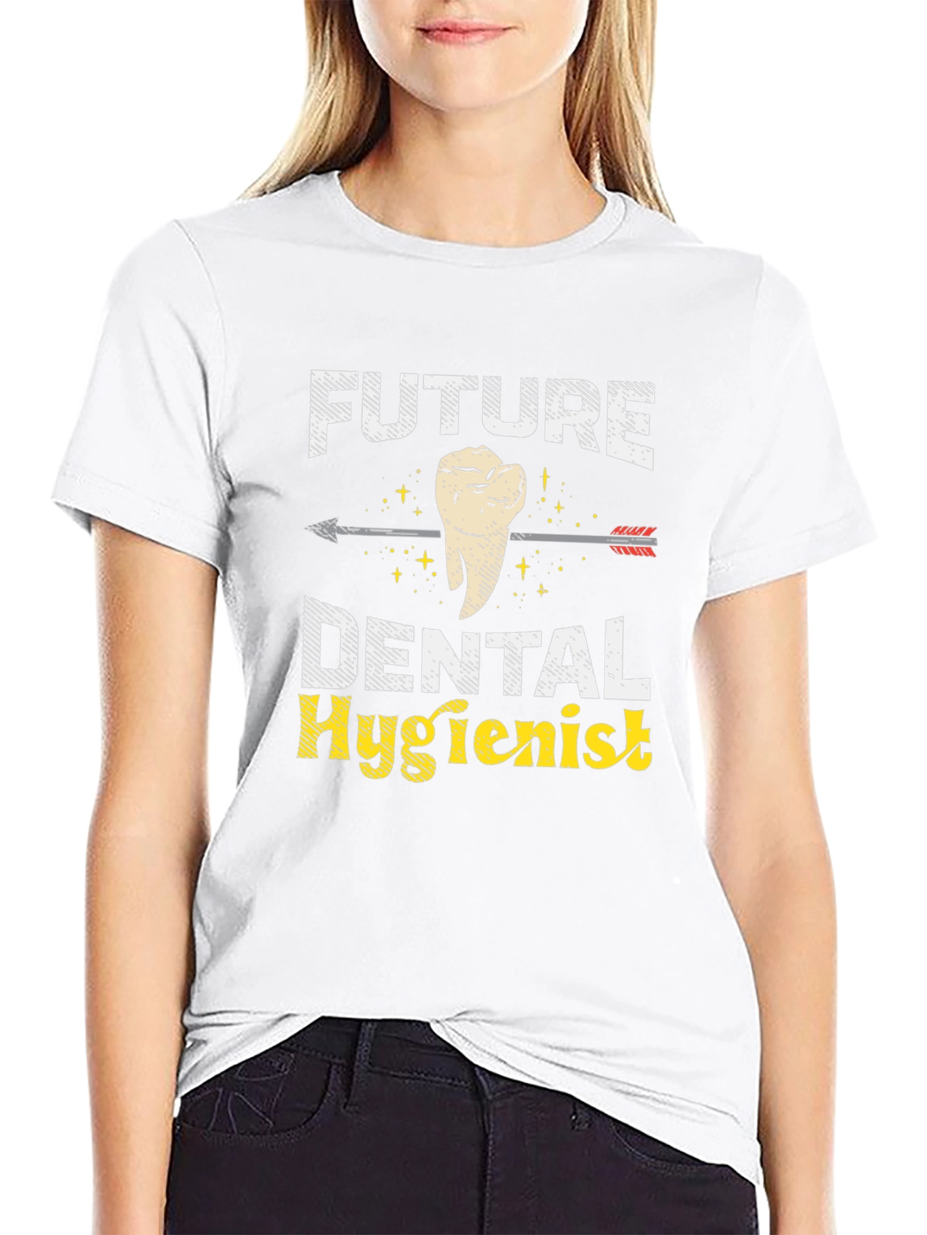 Black Future Dental Hygienist Black Graphic T-Shirt view 9