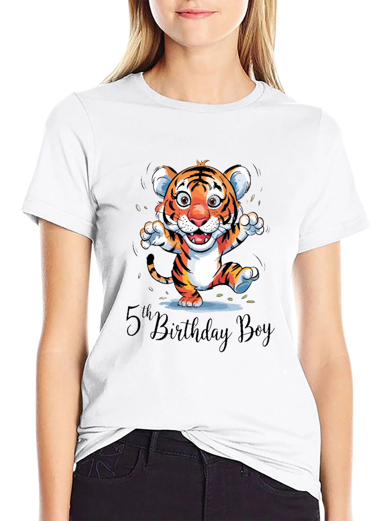 Black 5th Birthday Boy Tiger Cub T-Shirt view 9