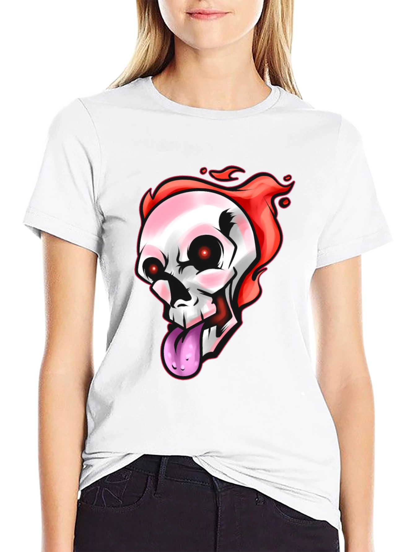 Black Flaming Skull Graphic Tee - Men's Black T-Shirt view 9