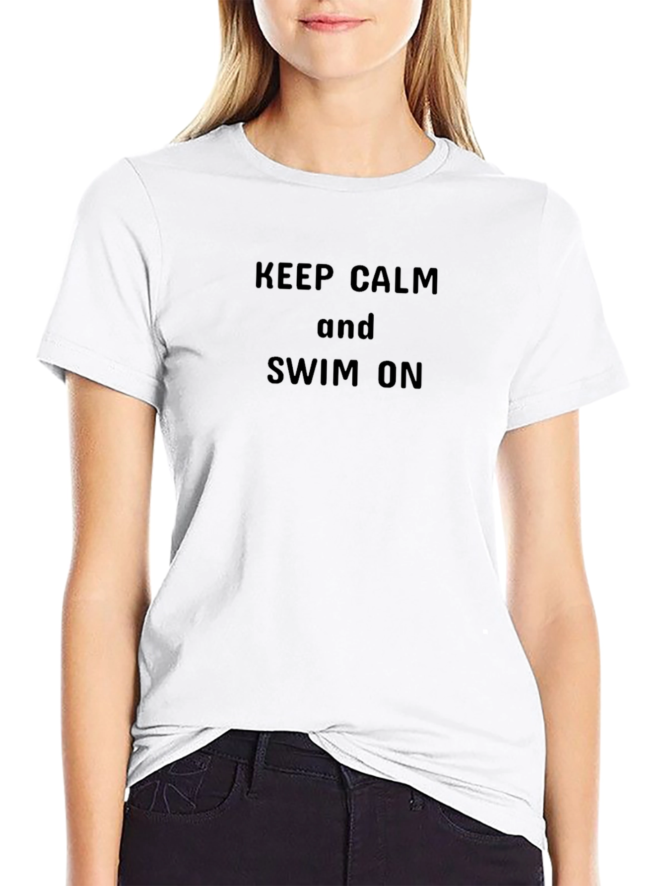 Black Keep Calm and Swim On - Black Tee view 9