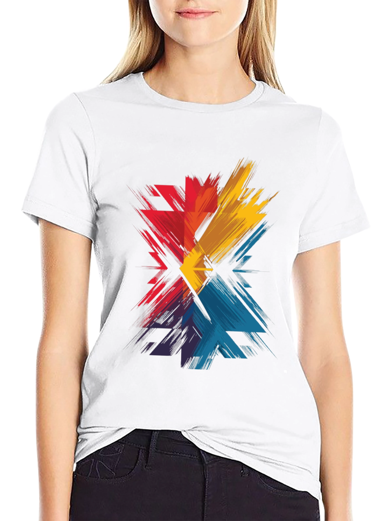 Black Abstract Color Burst Graphic Tee - Men's Black T-Shirt view 9