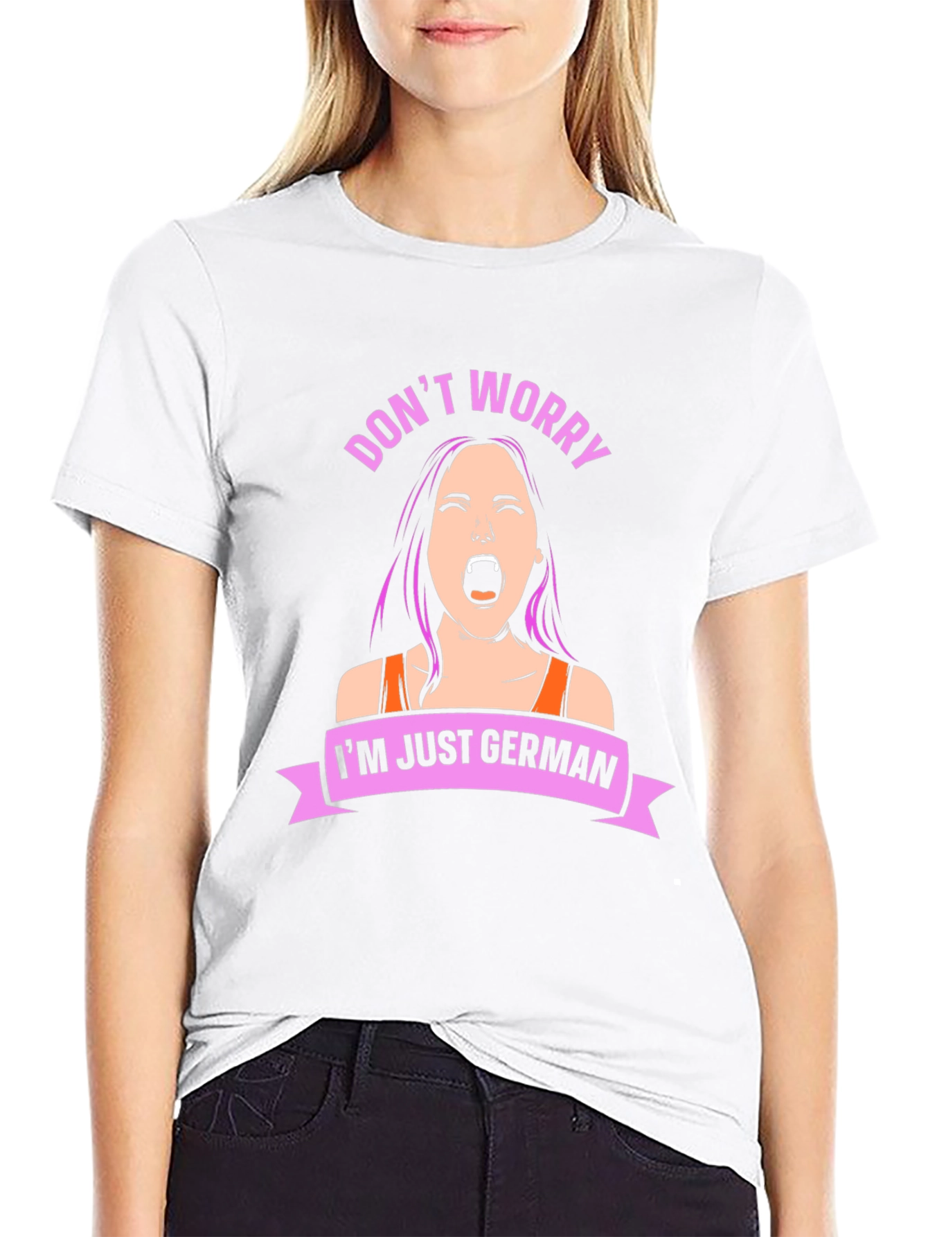 Black Don't Worry I'm Just German T-Shirt view 9
