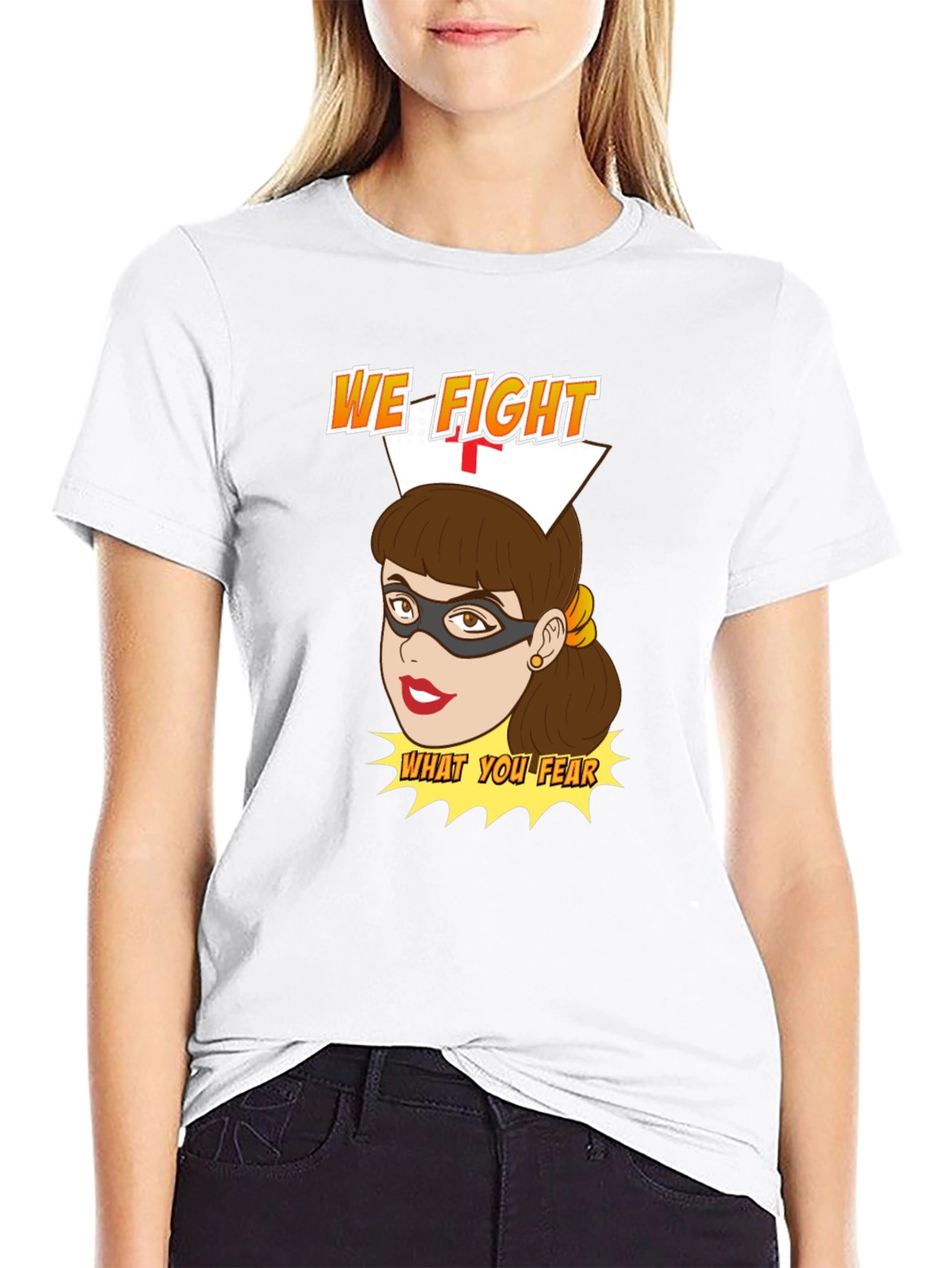 Black Nurse Superhero T-Shirt - We Fight What You Fear view 9
