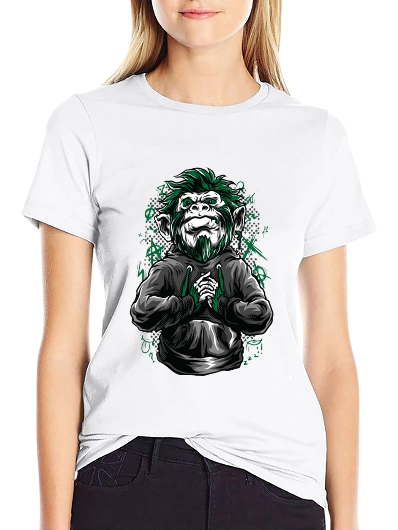 Black Urban Monkey Graphic Tee - Cool & Edgy Design view 9