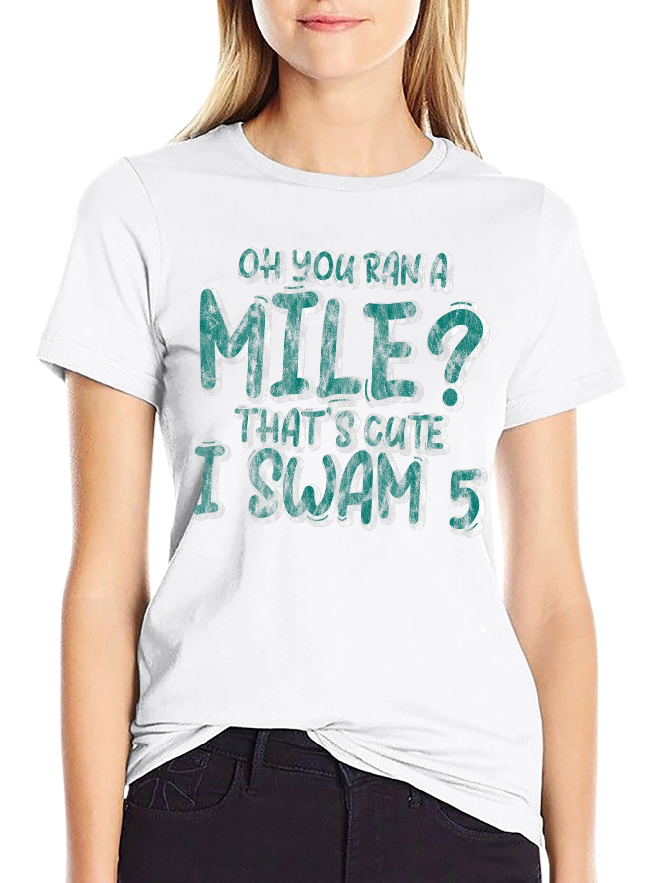 Black Oh You Ran a Mile Funny Swimmer T-Shirt view 9