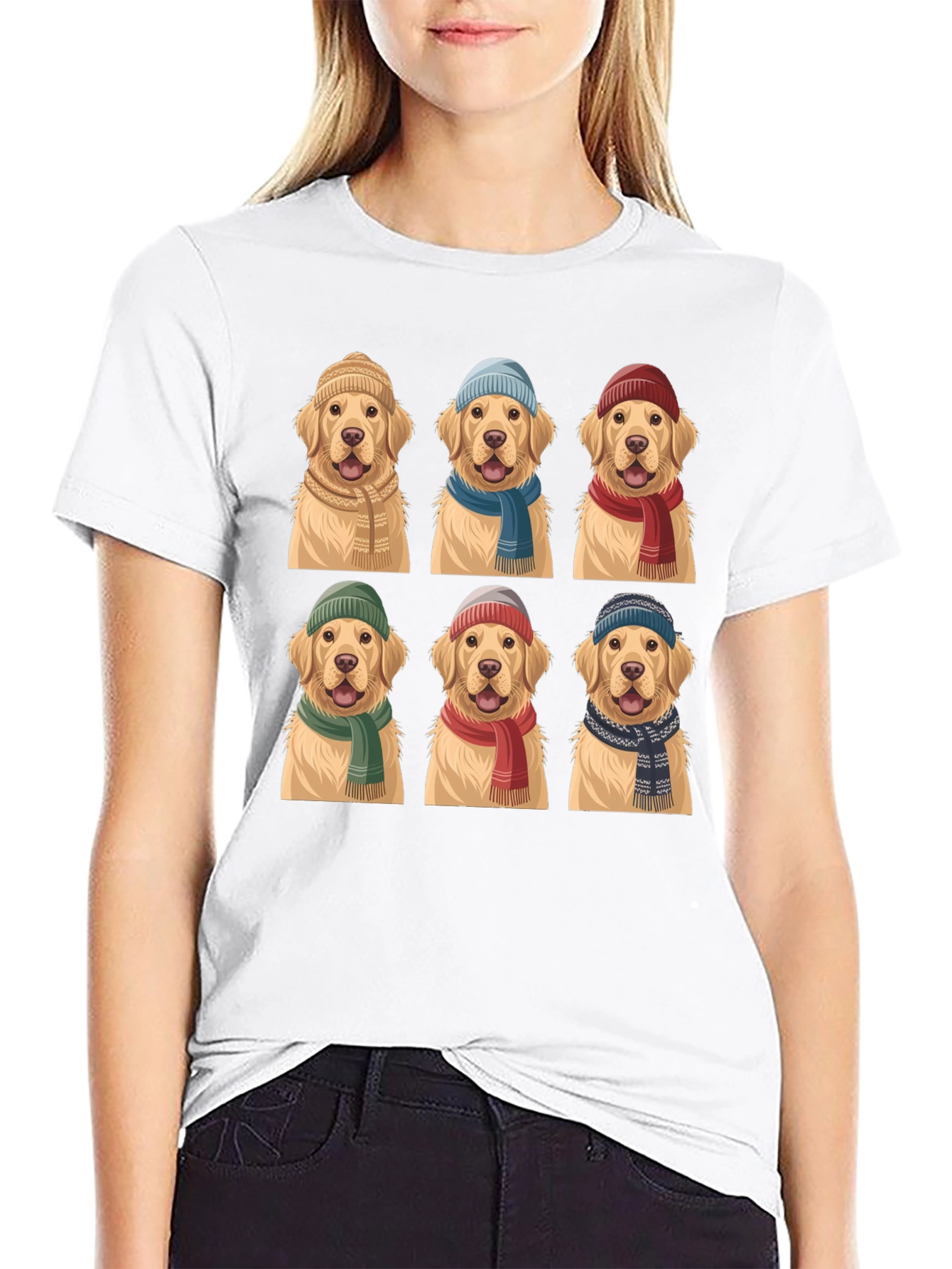 Black Golden Retriever Hats & Scarves T-Shirt view 9