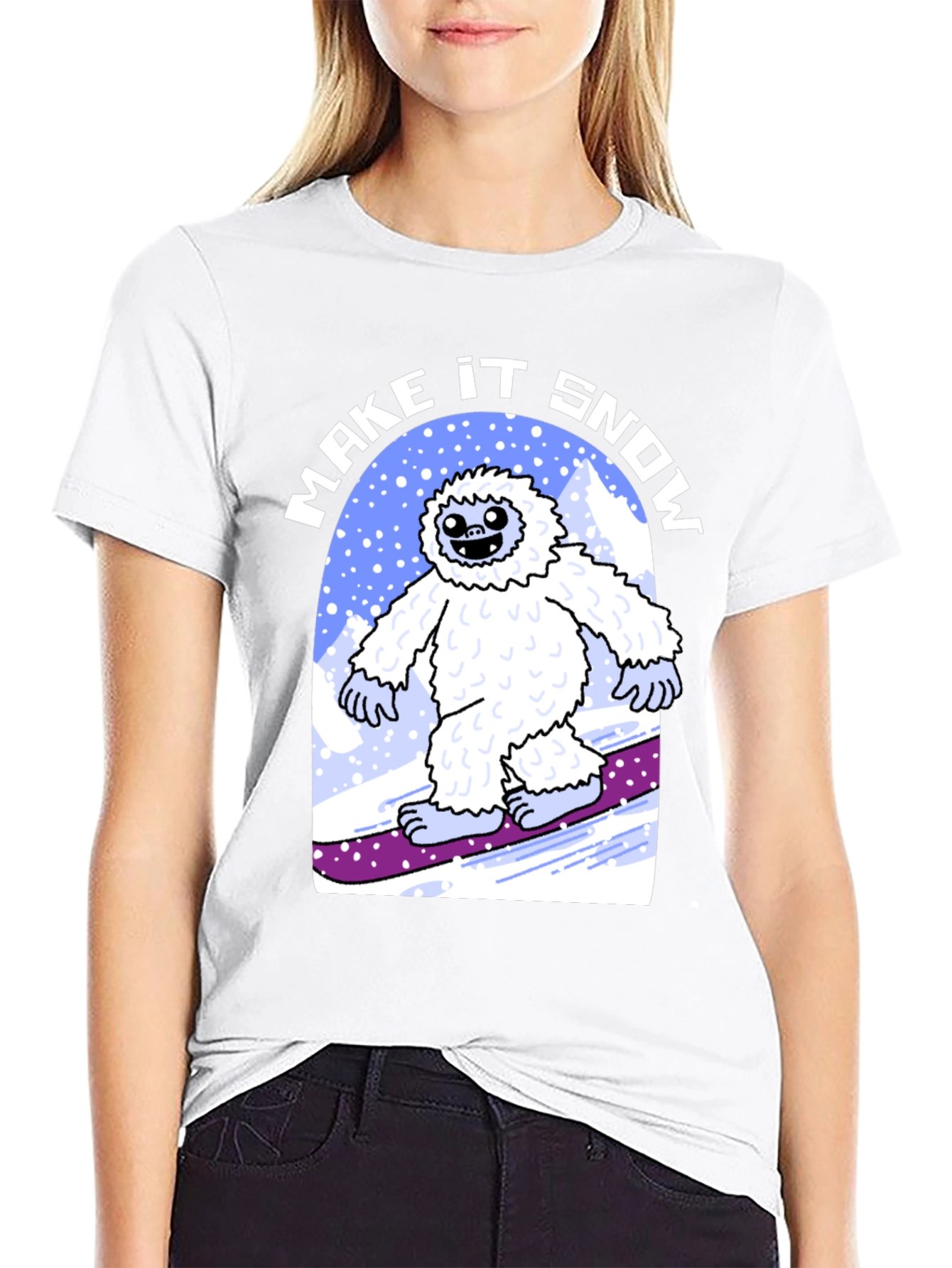 Black Make It Snow Yeti T-Shirt view 9