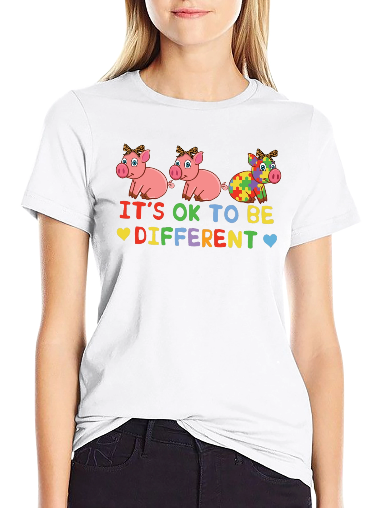 Black It's OK to Be Different Autism Awareness T-Shirt view 9