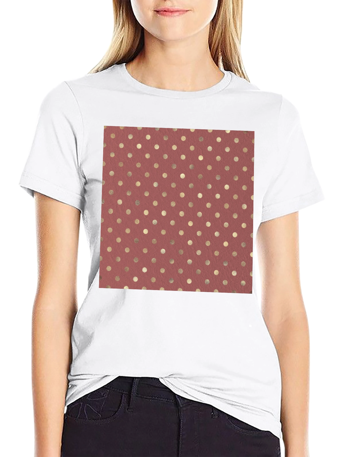 Black Polka Dot Print Tee - Stylish Casual Wear view 9