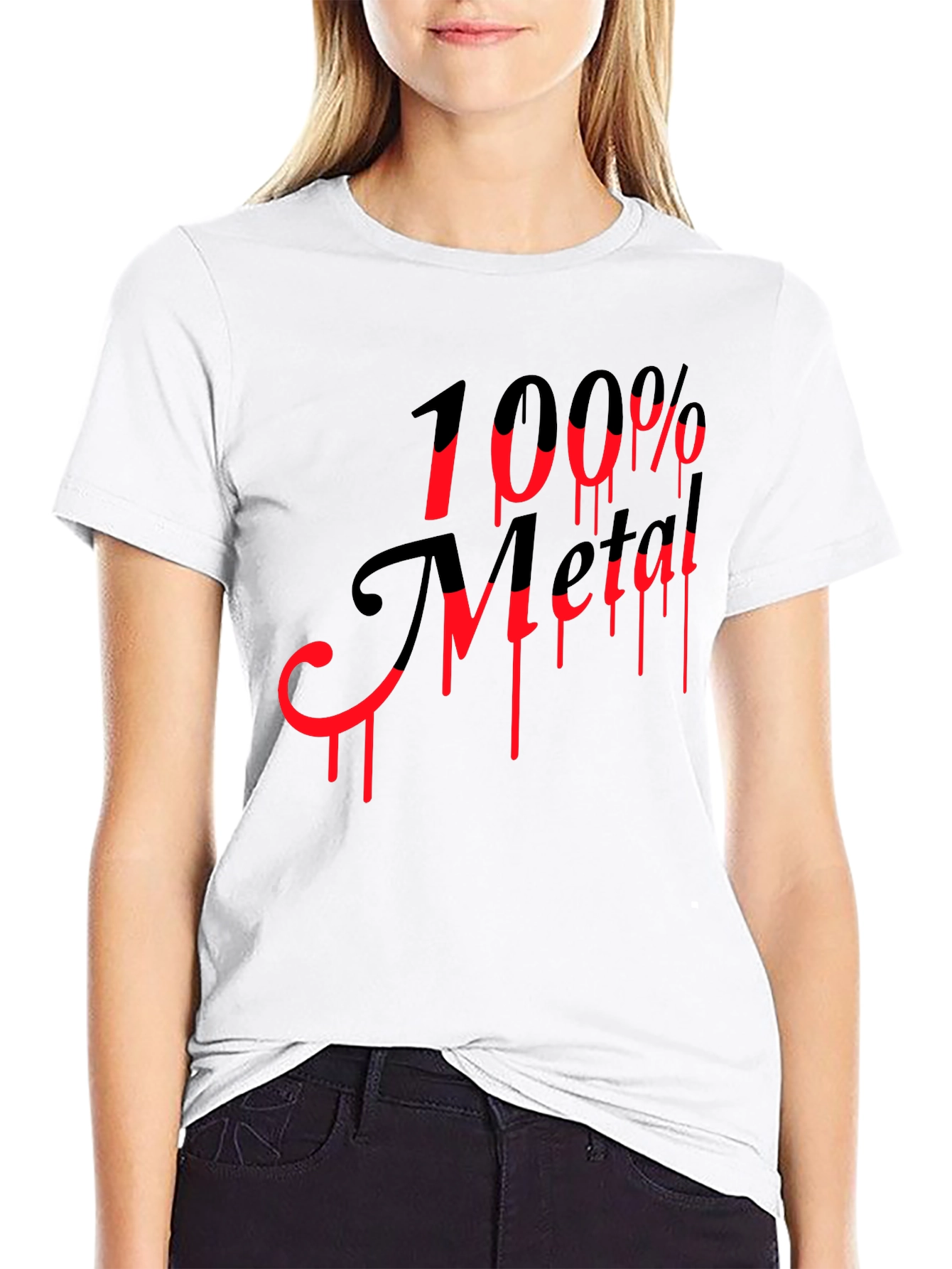 Black 100% Metal Black Graphic T-Shirt - Rock On! view 9