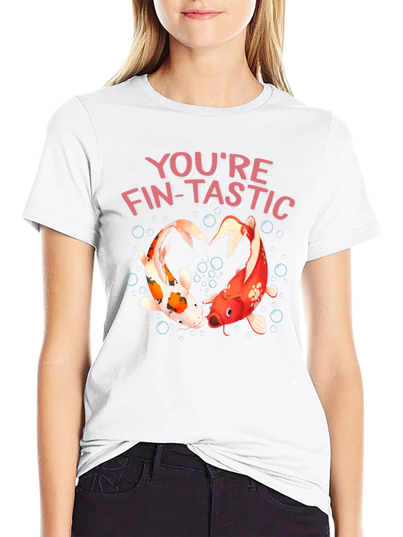 Black You're Fin-Tastic Koi Fish T-Shirt view 9