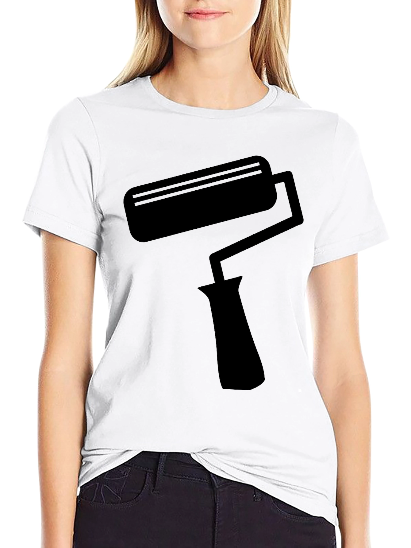 Black Painter's Roller T-Shirt - Black Crew Neck Tee view 9