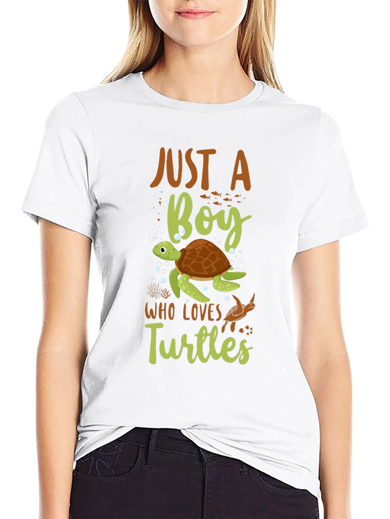 Black Just A Boy Who Loves Turtles Black T-Shirt view 9