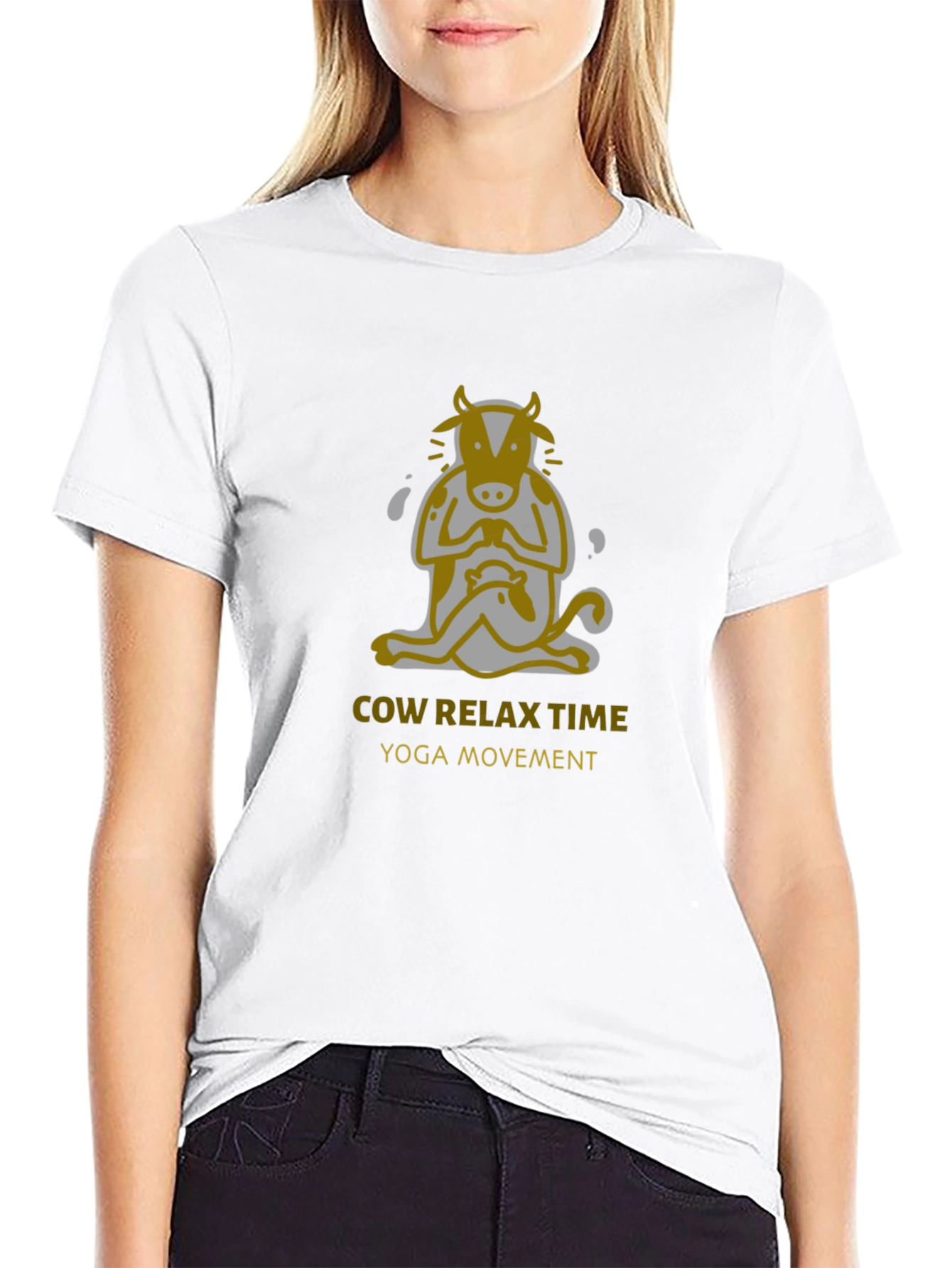 Black Cow Relax Time Yoga T-Shirt - Funny Meditating Tee view 9