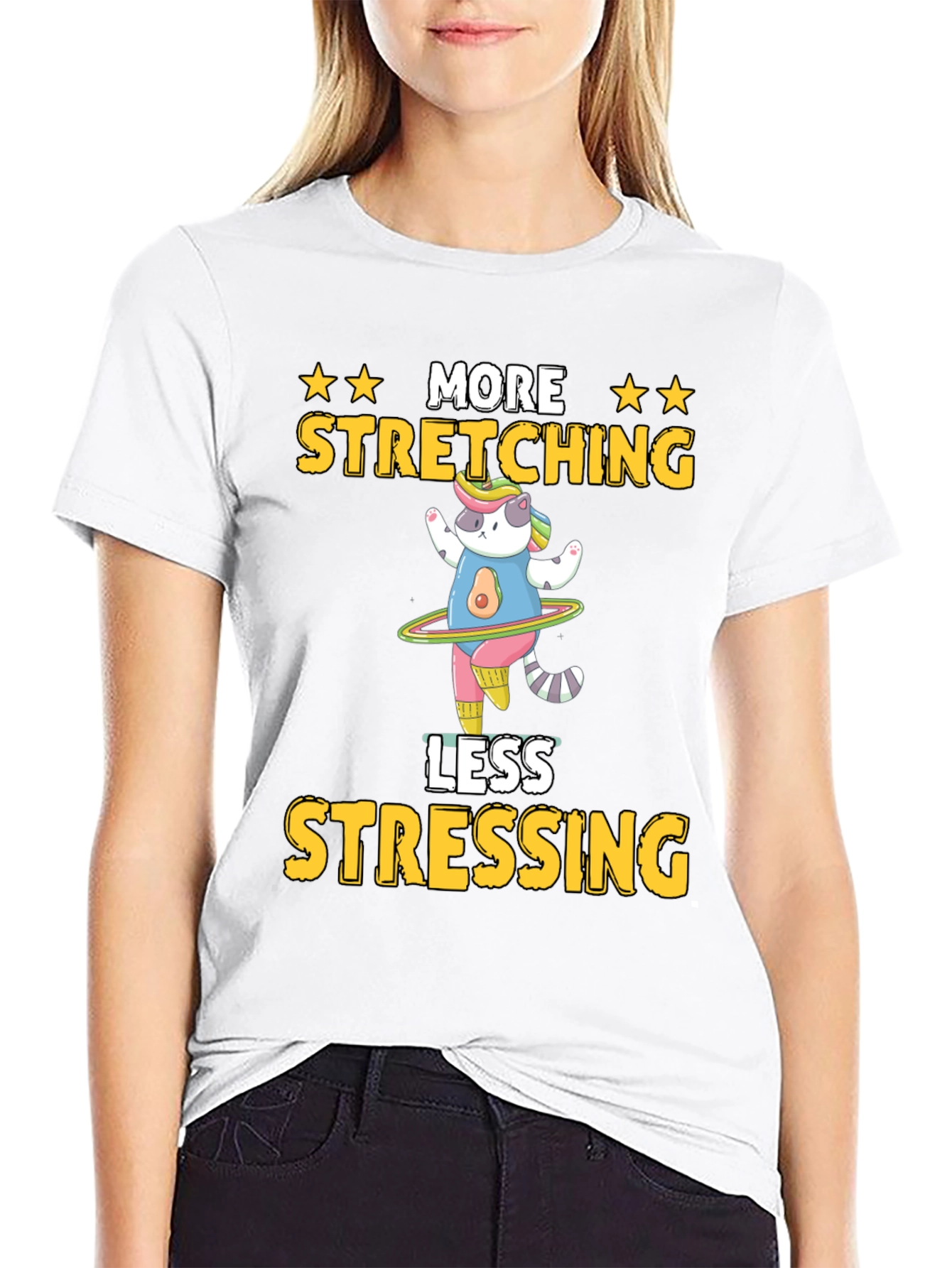 More Stretching Less Stressing Graphic T-Shirt - 9