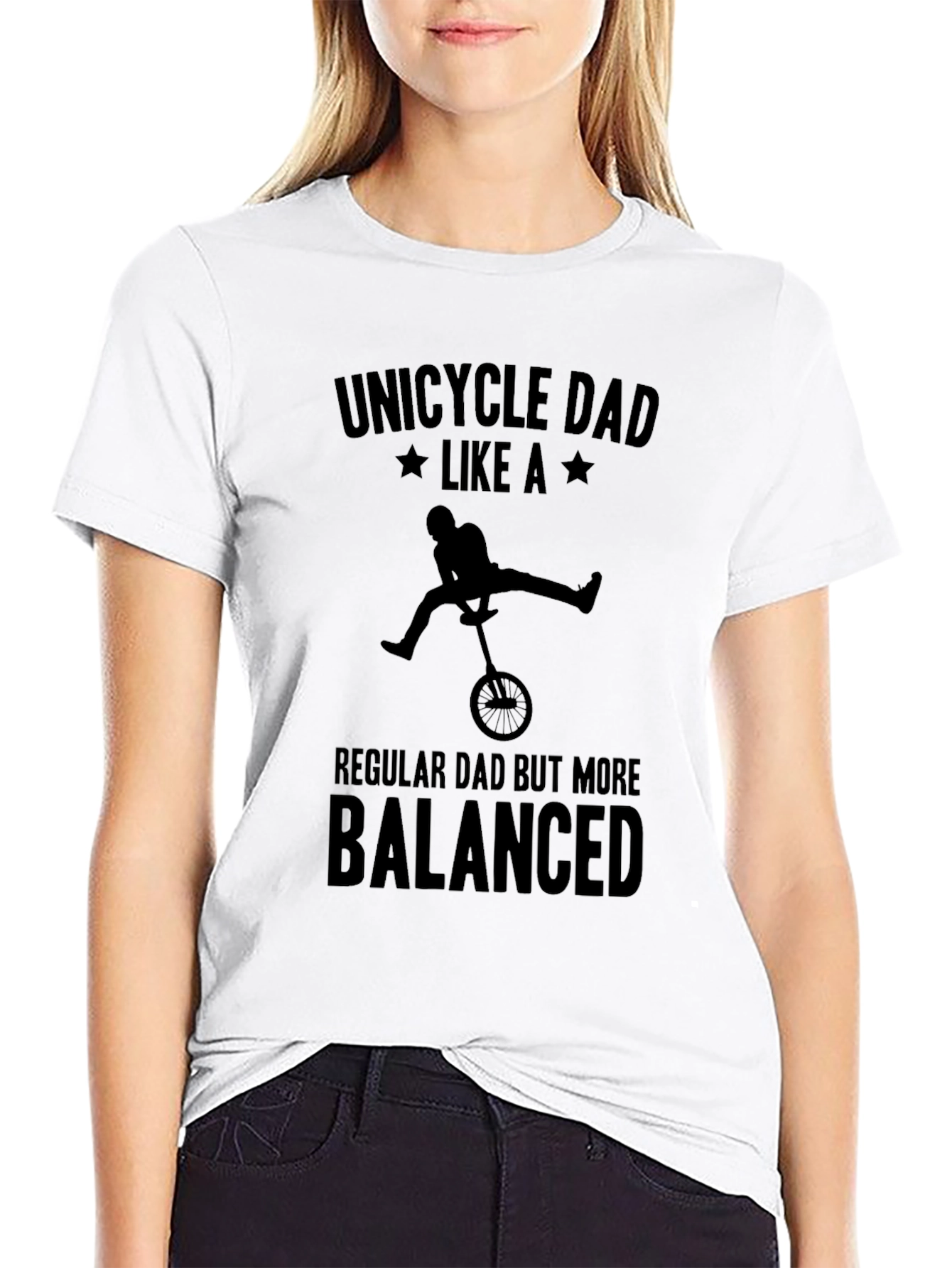 Black Unicycle Dad T-Shirt - Balanced Dad Tee view 9