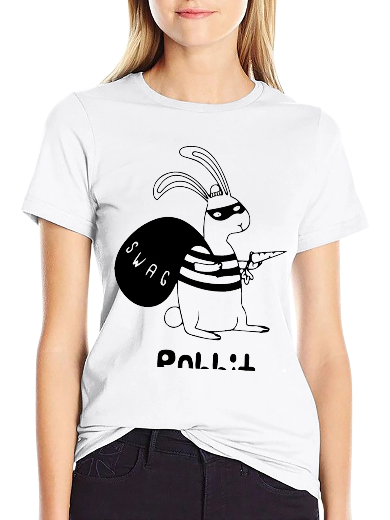 Black Rabbit Thief Black T-Shirt view 9