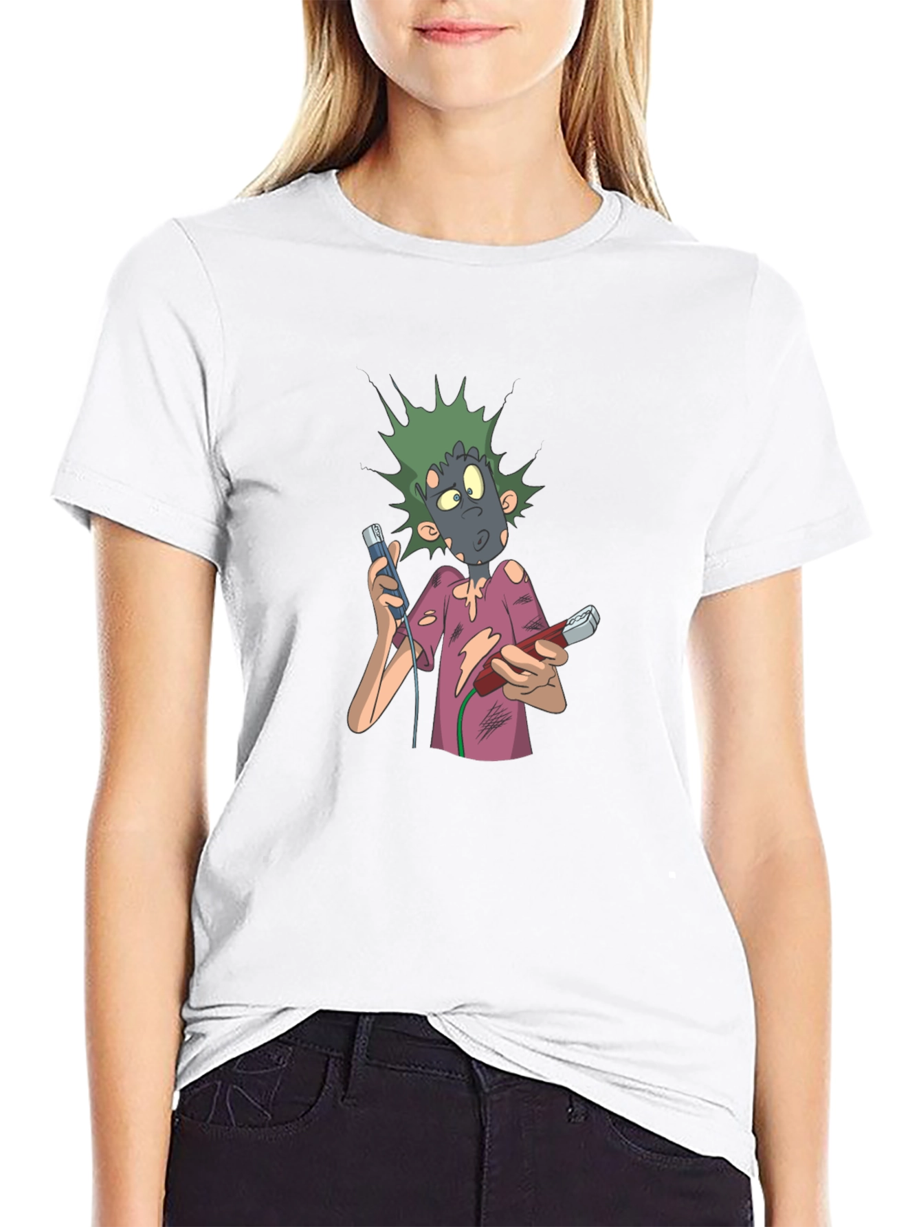 Black Cartoon Character Graphic T-Shirt view 9