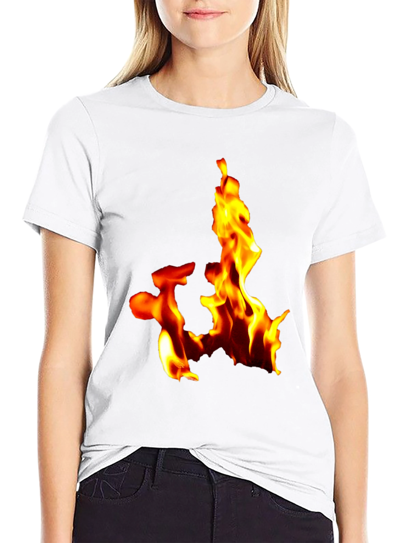 Black Fiery Flames Graphic Tee - Bold Black T-Shirt view 9